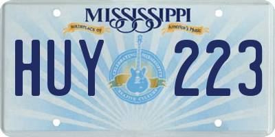 MS license plate HUY223