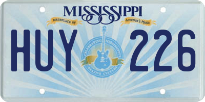 MS license plate HUY226