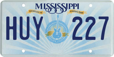 MS license plate HUY227