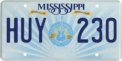 MS license plate HUY230