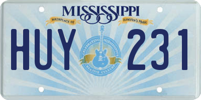 MS license plate HUY231