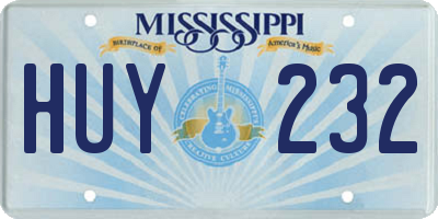 MS license plate HUY232