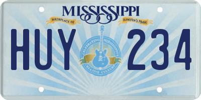 MS license plate HUY234
