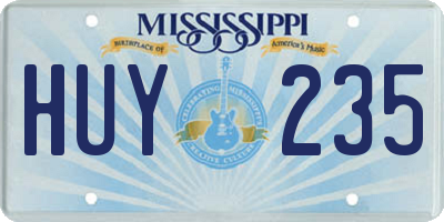 MS license plate HUY235