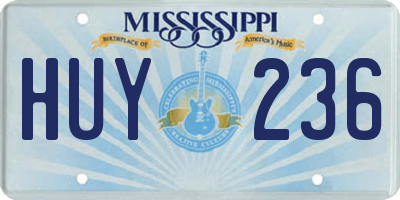 MS license plate HUY236
