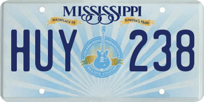 MS license plate HUY238
