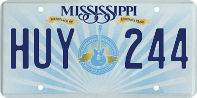 MS license plate HUY244