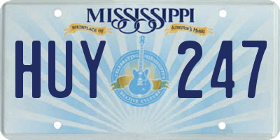 MS license plate HUY247