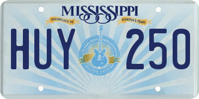 MS license plate HUY250