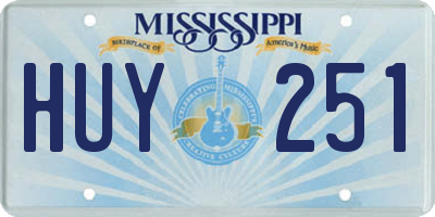 MS license plate HUY251