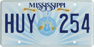 MS license plate HUY254