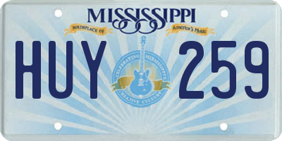 MS license plate HUY259