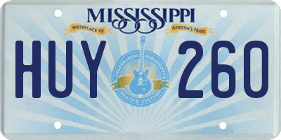 MS license plate HUY260