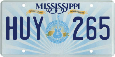 MS license plate HUY265