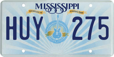 MS license plate HUY275