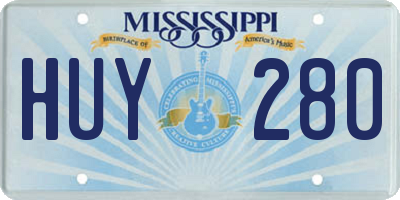 MS license plate HUY280