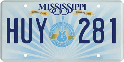 MS license plate HUY281