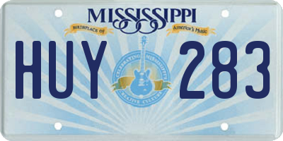 MS license plate HUY283