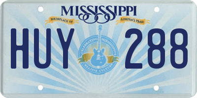 MS license plate HUY288
