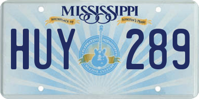 MS license plate HUY289