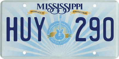 MS license plate HUY290