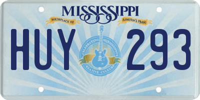 MS license plate HUY293