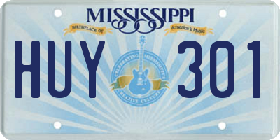 MS license plate HUY301