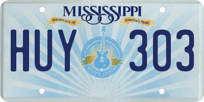 MS license plate HUY303