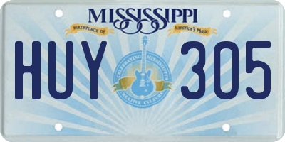 MS license plate HUY305