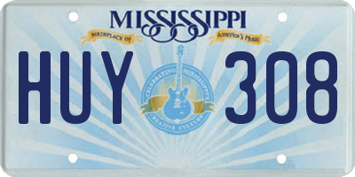 MS license plate HUY308