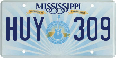 MS license plate HUY309