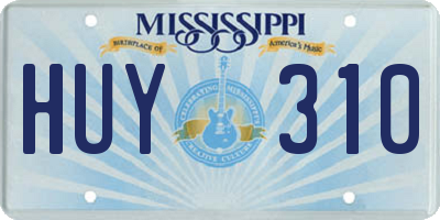 MS license plate HUY310