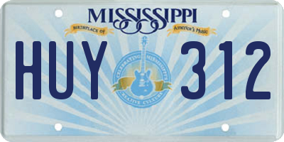 MS license plate HUY312