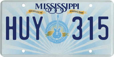 MS license plate HUY315