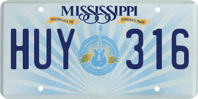 MS license plate HUY316