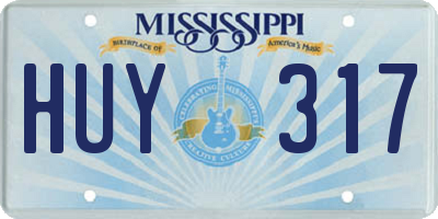 MS license plate HUY317
