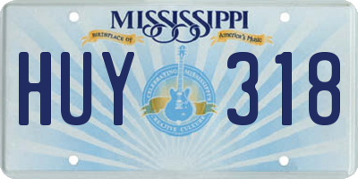 MS license plate HUY318
