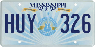 MS license plate HUY326
