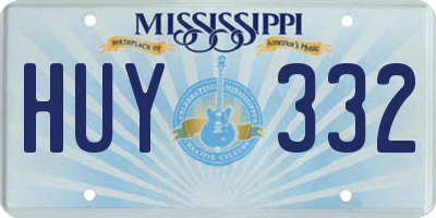 MS license plate HUY332
