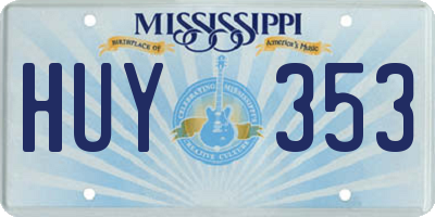 MS license plate HUY353