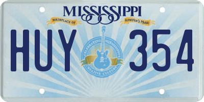 MS license plate HUY354