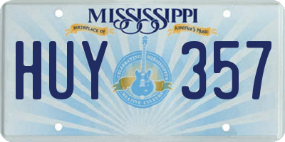 MS license plate HUY357