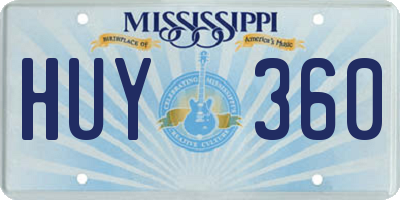 MS license plate HUY360