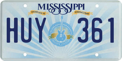 MS license plate HUY361