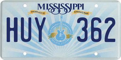 MS license plate HUY362
