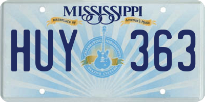 MS license plate HUY363