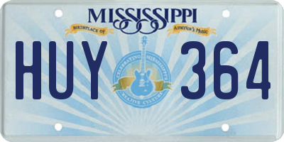 MS license plate HUY364