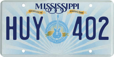 MS license plate HUY402