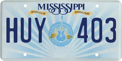 MS license plate HUY403