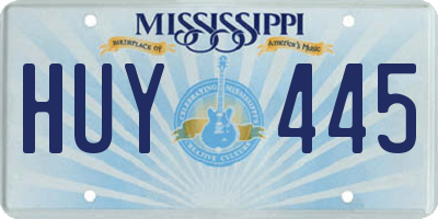 MS license plate HUY445